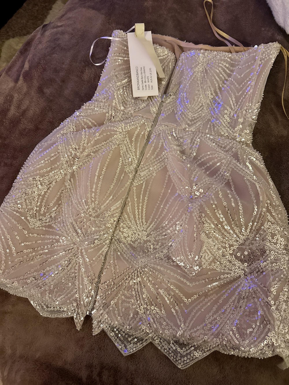 Bronx and Banco Ivory Sequin Strapless Party Dress - Picture 3 of 4